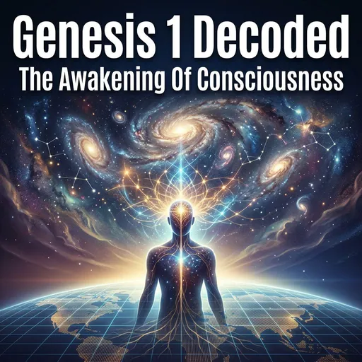 generate a professional looking thumbnail for Genesis 1, which is the awakening of source consciousness in human consciousness.

TITLE IN LARGE BOLD TEXT: Genesis 1 Decoded
SUBTITLE: The Awakening Of Consciousness
